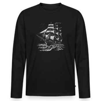 Old sailing ship - Men's Premium Organic Long Sleeve Shirt - black - Front - Nico (187cm)
