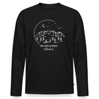 Wilder Kaiser Finisher Berg Wandern Kitzbühel - Männer Premium Bio Langarmshirt - Schwarz - Vorne - Nico (187cm)