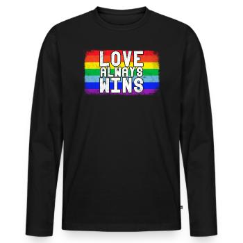 Liebe gewinnt immer Liebe gewinnt Flagge - Männer Premium Bio Langarmshirt - Schwarz - Vorne - Nico (187cm)