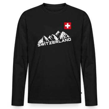 Suisse | Suisse, Souvenir, Fondue - T-shirt manches longues Premium bio Homme - noir - Devant - Nico (187cm)
