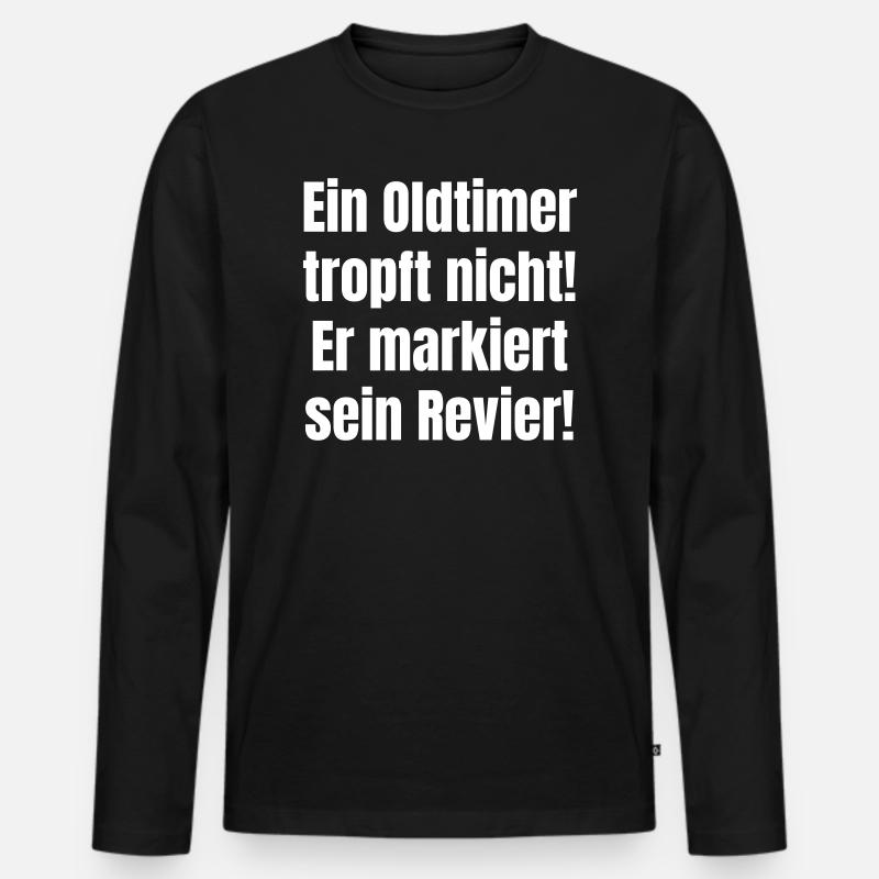 Oldtimer tropfen nicht - Männer Premium Bio Langarmshirt - Schwarz