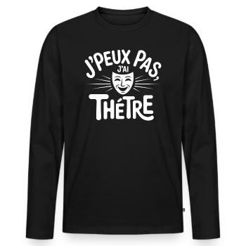 Ich kann kein Theater haben - Männer Premium Bio Langarmshirt - Schwarz - Vorne - Nico (187cm)