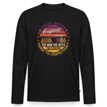 Original août 1956 66th Birthday Gift - T-shirt manches longues Premium bio Homme - noir - Devant - Nico (187cm)