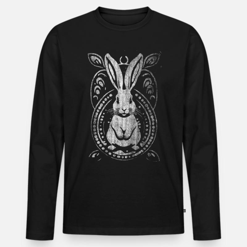 Retro Ostern Hase Häschen - Männer Premium Bio Langarmshirt - Schwarz