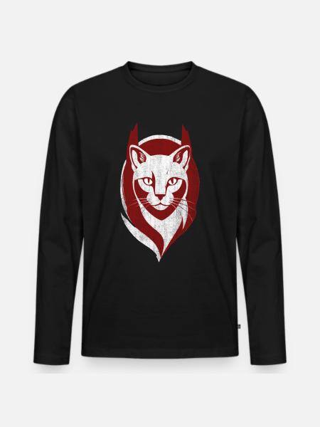 Cool Cat Logo Katt Kattunge - Ekologisk långärmad premium-T-shirt herr - svart