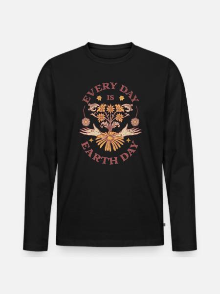 Every Day Is Earth Day - Männer Premium Bio Langarmshirt - Schwarz