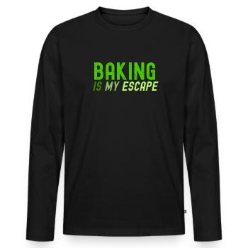 Backen ist meine Flucht - Männer Premium Bio Langarmshirt - Schwarz - Vorne - Nico (187cm)
