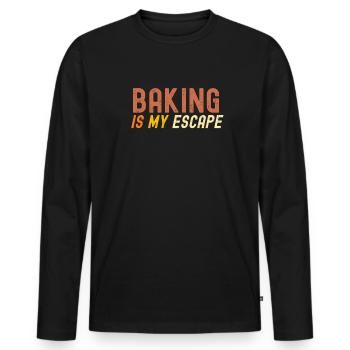 Backen ist meine Flucht - Männer Premium Bio Langarmshirt - Schwarz - Vorne - Nico (187cm)
