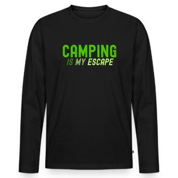Le camping est mon évasion - T-shirt manches longues Premium bio Homme - noir - Devant - Nico (187cm)