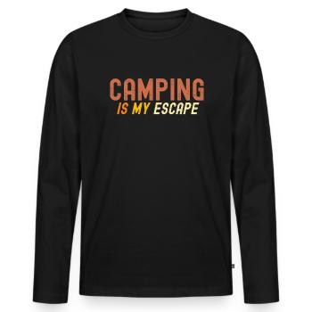 Le camping est mon évasion - T-shirt manches longues Premium bio Homme - noir - Devant - Nico (187cm)