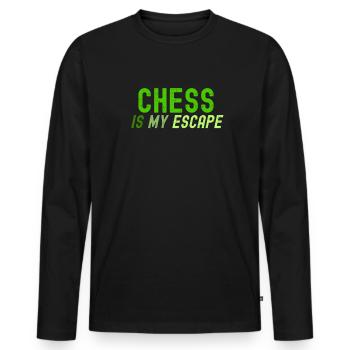 Schach ist meine Flucht - Männer Premium Bio Langarmshirt - Schwarz - Vorne - Nico (187cm)