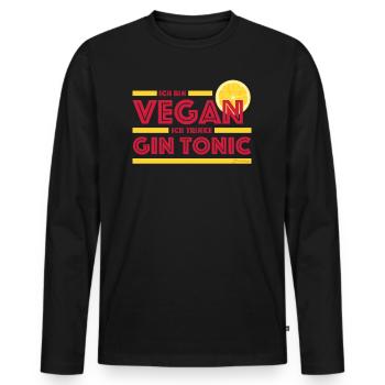 I'm Vegan I Drink Gin and Tonic | Lemon - Men's Premium Organic Long Sleeve Shirt - black - Front - Nico (187cm)
