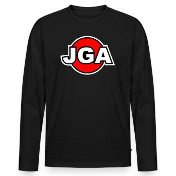 JGA - Männer Premium Bio Langarmshirt - Schwarz - Vorne - Nico (187cm)
