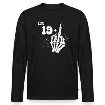 20. Geburtstag Skelett Hand - Ich bin 19 plus mittel - Männer Premium Bio Langarmshirt - Schwarz - Vorne - Nico (187cm)