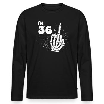J’ai 36 ans et majeur - 37e anniversaire - T-shirt manches longues Premium bio Homme - noir - Devant - Nico (187cm)