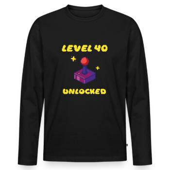Level 40 Unlocked - 16 Bit Joystick 40. Geburtstag - Männer Premium Bio Langarmshirt - Schwarz - Vorne - Nico (187cm)
