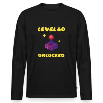 60. Geburtstag - Level 60 Unlocked 16 bit Joystick - Männer Premium Bio Langarmshirt - Schwarz - Vorne - Nico (187cm)