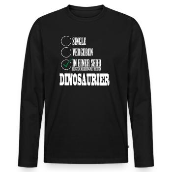 In einer Beziehung mit meinem Dino - Männer Premium Bio Langarmshirt - Schwarz - Vorne - Nico (187cm)
