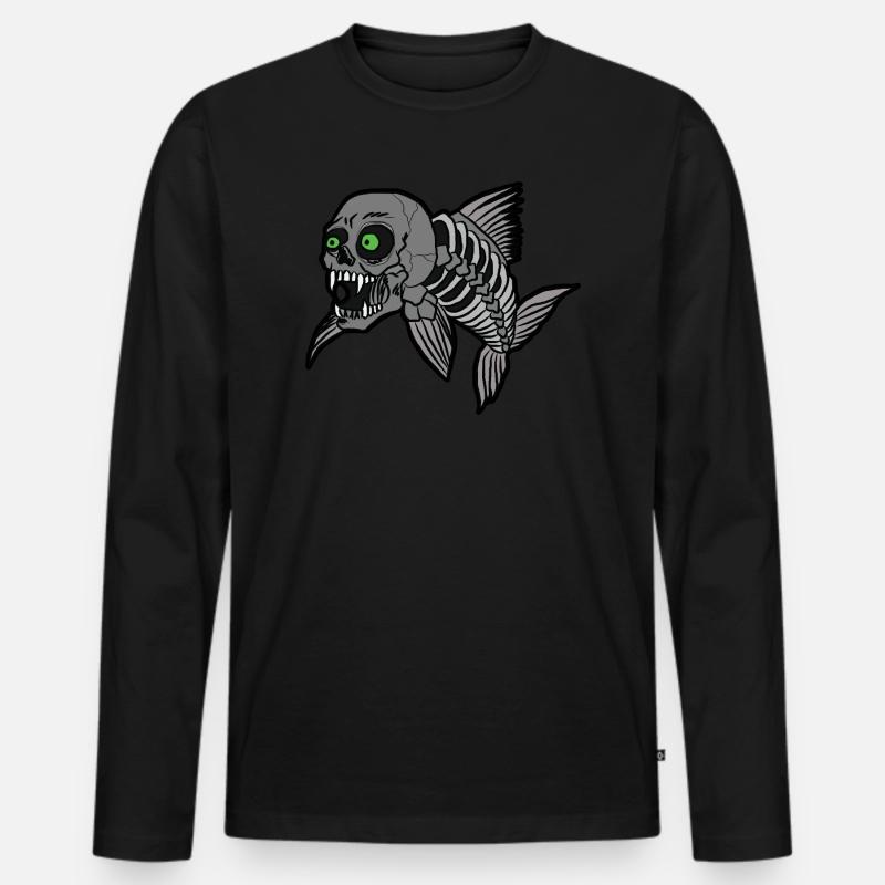 Fischgraete - Männer Premium Bio Langarmshirt - Schwarz