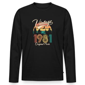 Vintage 1981 40e anniversaire cadeau de quarante ans - T-shirt manches longues Premium bio Homme - noir - Devant - Nico (187cm)