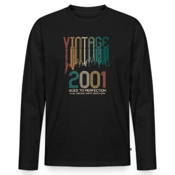 Vintage 2001 20e anniversaire cadeau de vingt ans - T-shirt manches longues Premium bio Homme - noir - Devant - Nico (187cm)