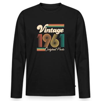 1961 60. Geburtstag Sechzigster Sechzig Geschenk - Männer Premium Bio Langarmshirt - Schwarz - Vorne - Nico (187cm)