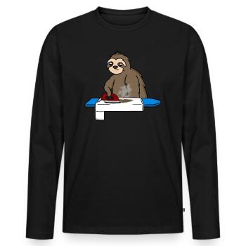 Sloth irons very slowly - Men's Premium Organic Long Sleeve Shirt - black - Front - Nico (187cm)