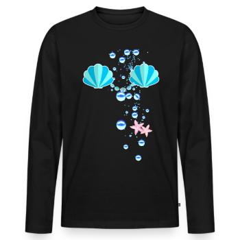 Sirène, Costume, Coquillages, Carnaval - T-shirt manches longues Premium bio Homme - noir - Devant - Nico (187cm)