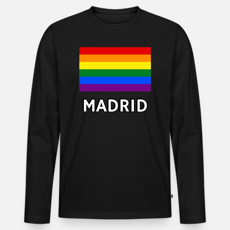 Pride Flagge Madrid - Männer Premium Bio Langarmshirt - Schwarz