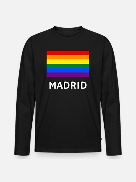 Pride Flag Madrid - Men's Premium Organic Long Sleeve Shirt - black