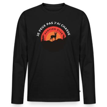 Je Peux Pas J'ai Chasse - T-shirt manches longues Premium bio Homme - noir - Devant - Nico (187cm)
