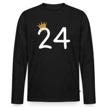 24 - Men's Premium Organic Long Sleeve Shirt - black - Front - Nico (187cm)