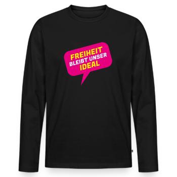 Freiheit bleibt unser Ideal - FDP JuLis Liberal - Männer Premium Bio Langarmshirt - Schwarz - Vorne - Nico (187cm)