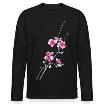 Cherry Blossom Blossoms Branch Branch - Men's Premium Organic Long Sleeve Shirt - black - Front - Nico (187cm)
