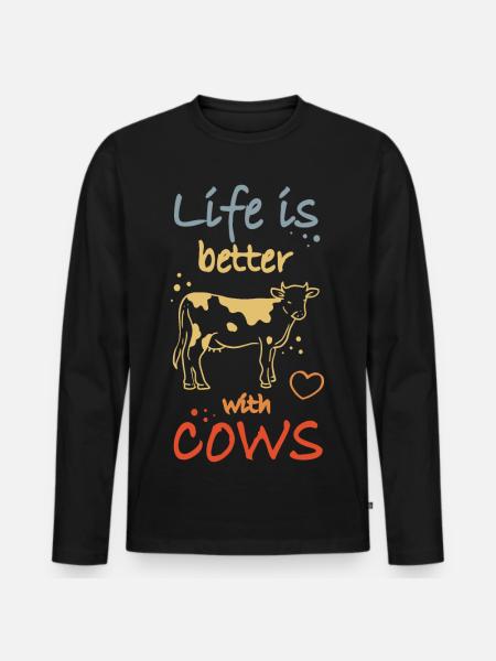 Cow lovers - Men's Premium Organic Long Sleeve Shirt - black