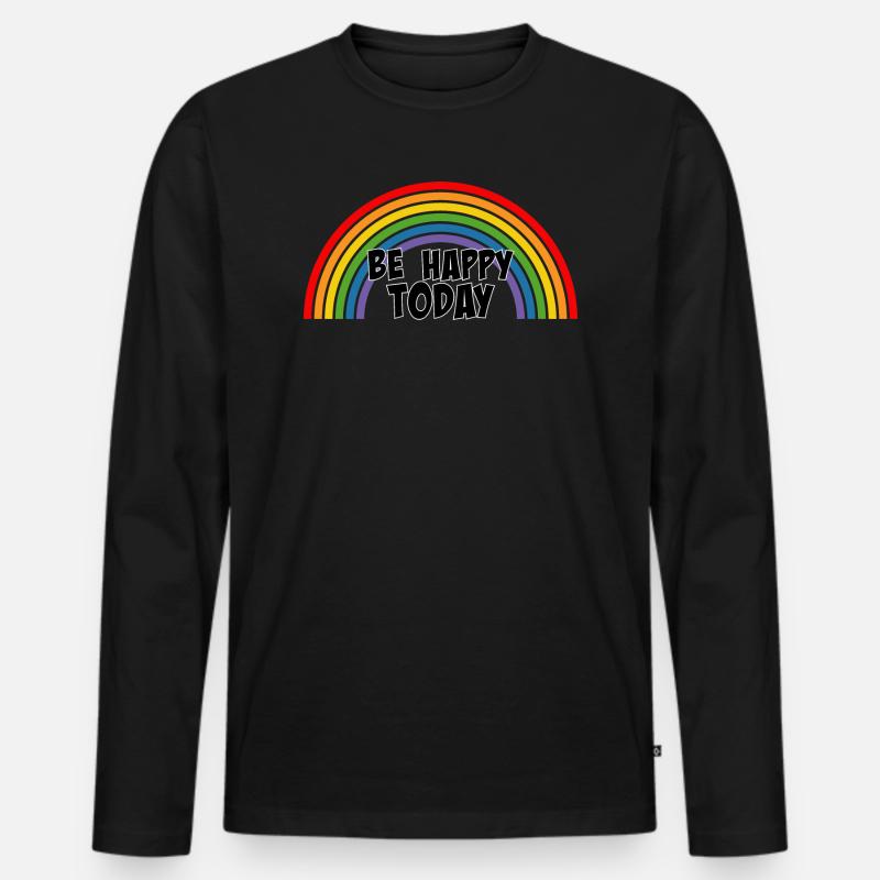 Regenbogen be happy today - Männer Premium Bio Langarmshirt - Schwarz