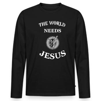 Jesus Christus Messias Religion Glaube Christentum - Männer Premium Bio Langarmshirt - Schwarz - Vorne - Nico (187cm)