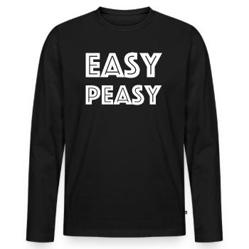 Easy Peasy | drôles de dictons, anglicisme - T-shirt manches longues Premium bio Homme - noir - Devant - Nico (187cm)