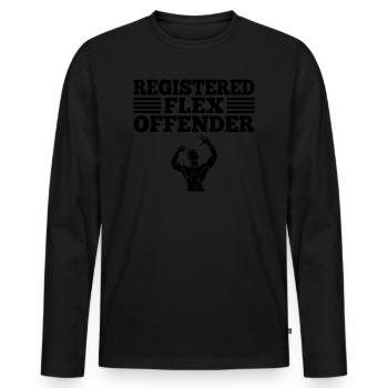 Funny Registered Flex Offender Bodybuilding - Men's Premium Organic Long Sleeve Shirt - black - Front - Nico (187cm)