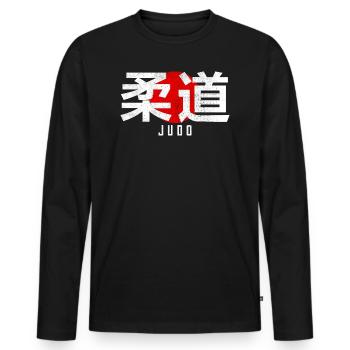 Judi kanji Logo d’art martial japonais dojo - T-shirt manches longues Premium bio Homme - noir - Devant - Nico (187cm)