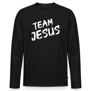 Team Jesus Christus Christ Evangelisch - Männer Premium Bio Langarmshirt - Schwarz - Vorne - Nico (187cm)