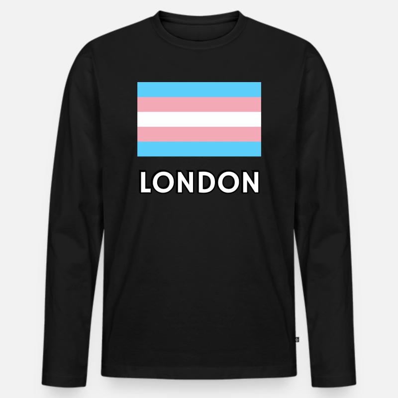 Trans Pride Flagge London - Männer Premium Bio Langarmshirt - Schwarz