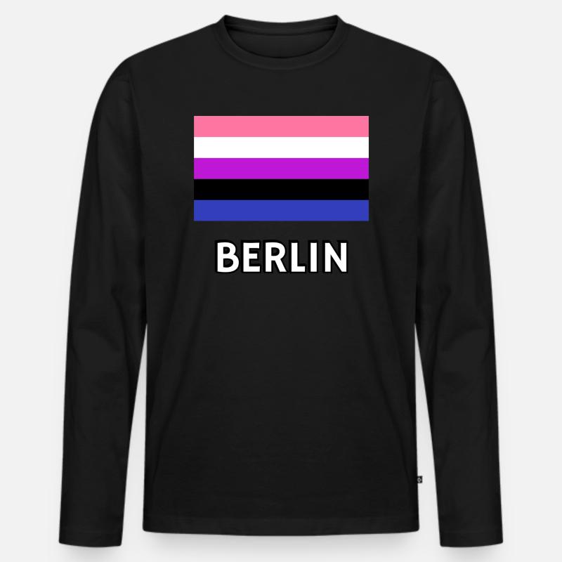 Genderfluid Pride Flagge Berlin - Männer Premium Bio Langarmshirt - Schwarz