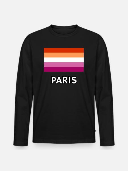 Lesbian Pride Flag Paris - Men's Premium Organic Long Sleeve Shirt - black