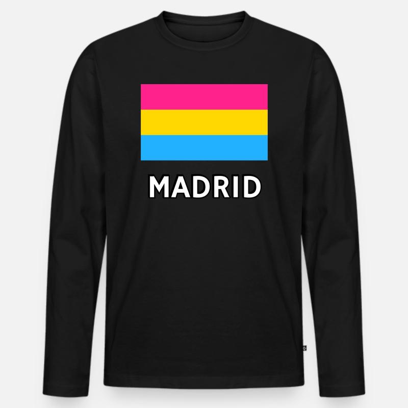 Pan Pride Flagge Madrid - Männer Premium Bio Langarmshirt - Schwarz