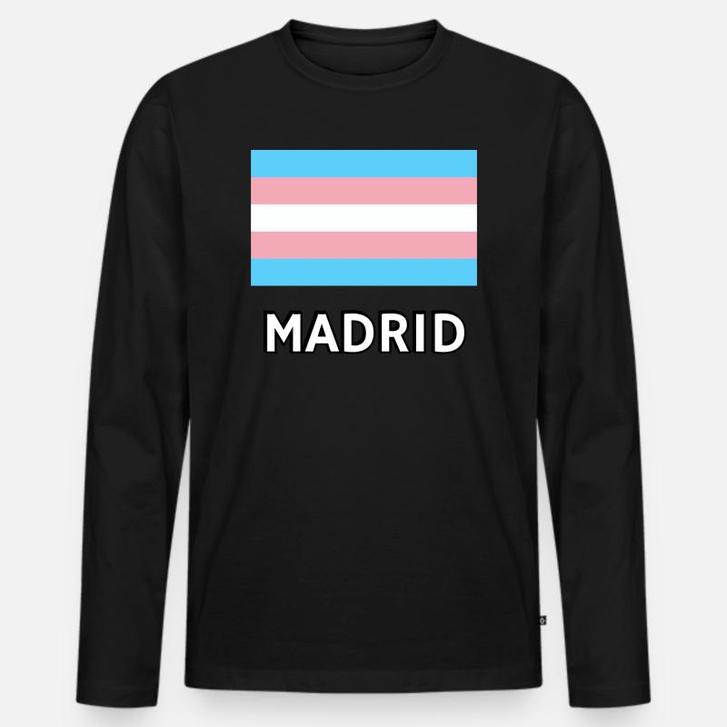 Trans Pride Flagge Madrid - Männer Premium Bio Langarmshirt - Schwarz