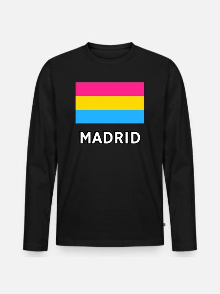 Pan Pride Drapeau Madrid - T-shirt manches longues Premium bio Homme - noir
