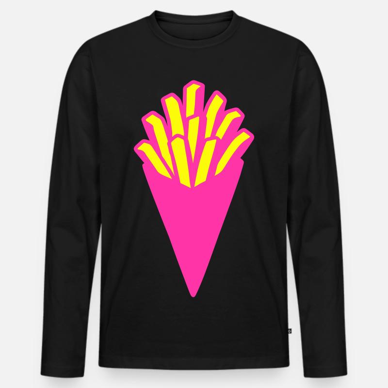 Pop-Art Pommes - Männer Premium Bio Langarmshirt - Schwarz