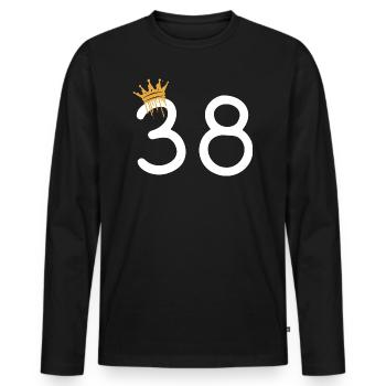 Elegant birthday number 38 with crown - Men's Premium Organic Long Sleeve Shirt - black - Front - Nico (187cm)