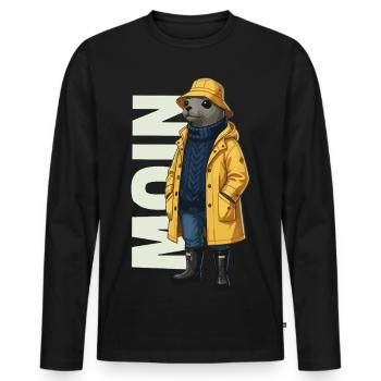 Seal Moin – Conception d’imperméable - T-shirt manches longues Premium bio Homme - noir - Devant - Nico (187cm)